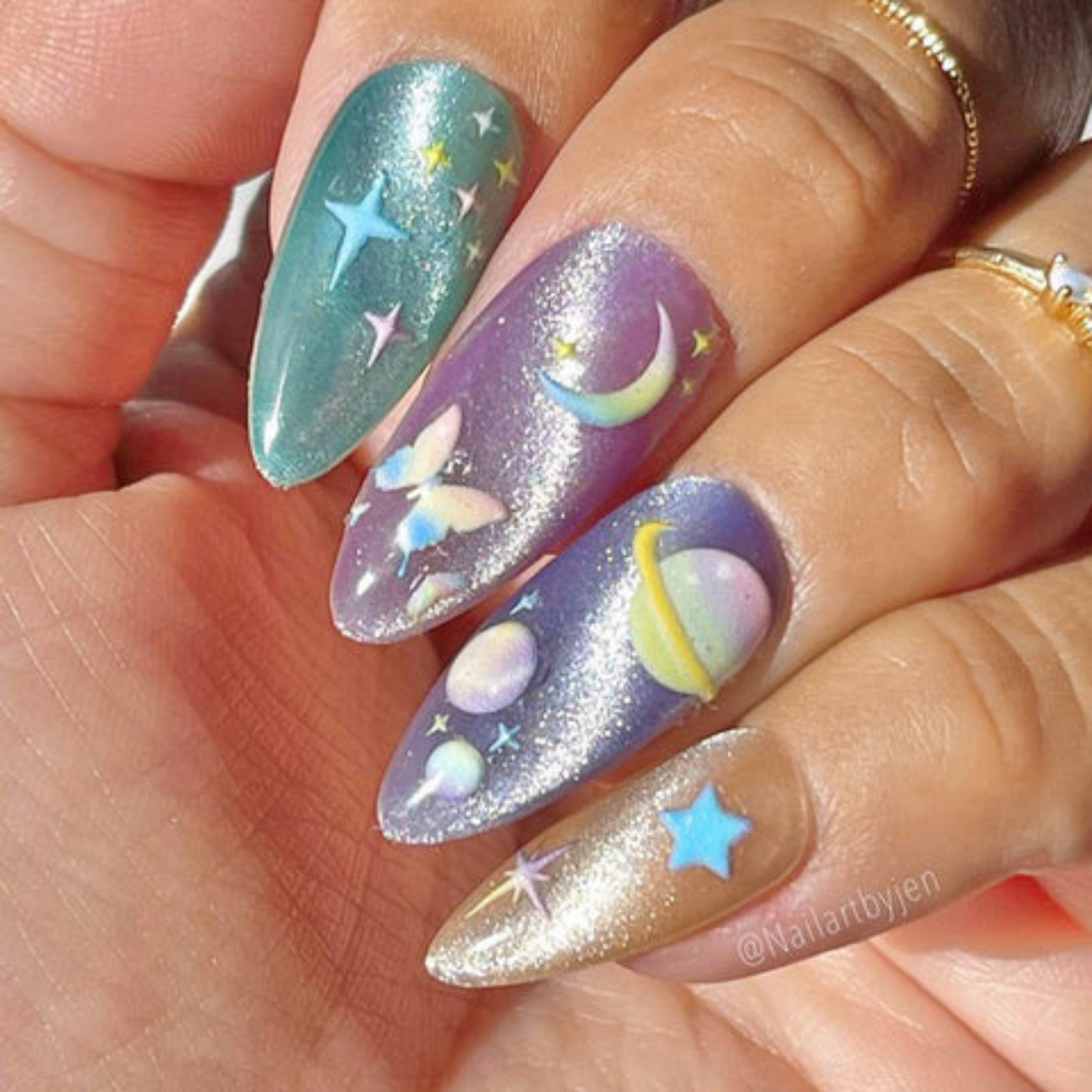 5D Colorful Butterfly Wing Streamer Laser Stickers - Ins Style Embossed Nail Stickers
