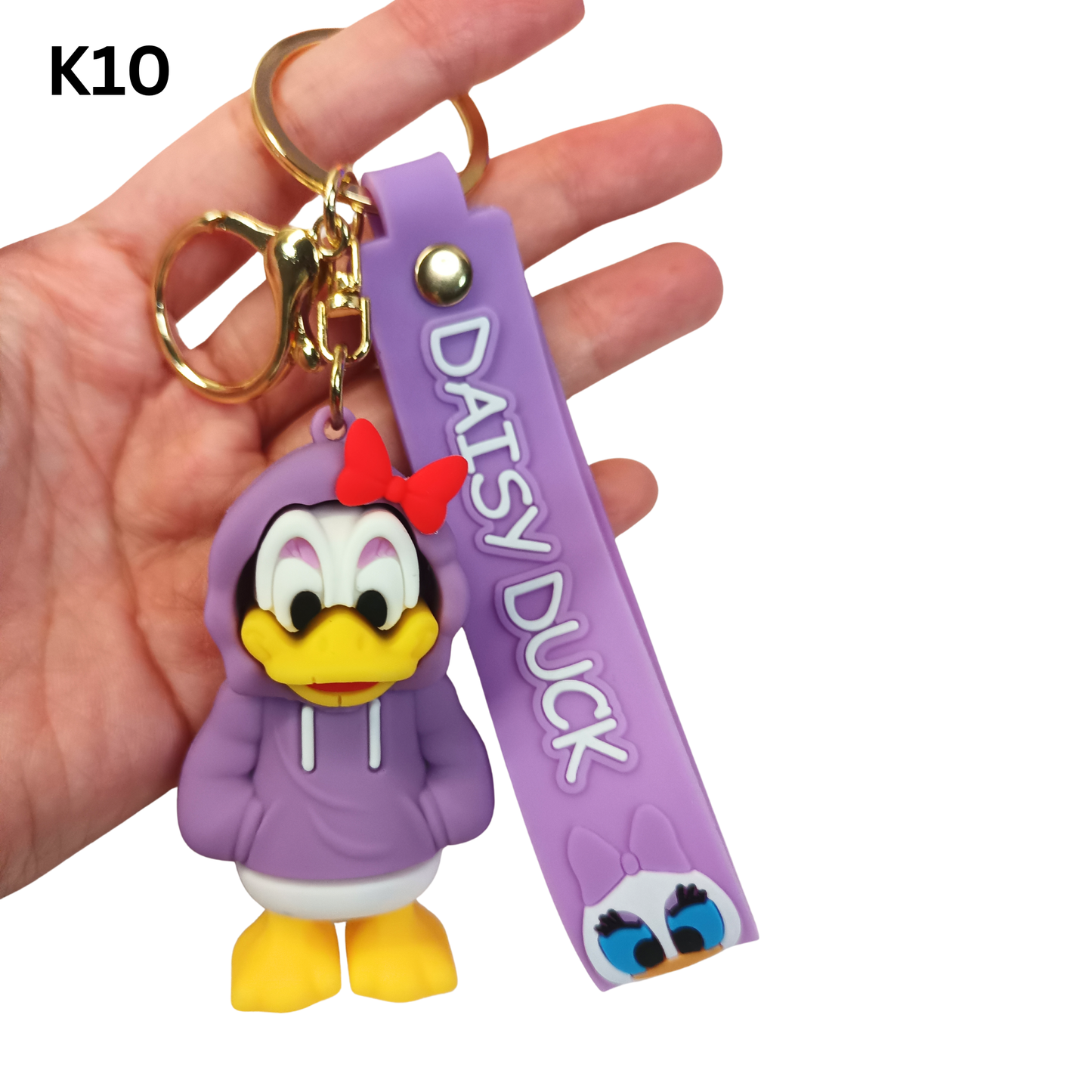 Cute Duck Keychain Purple Hoodie Cartoon Duck Bag Charm Silicone Wrist Strap Gift