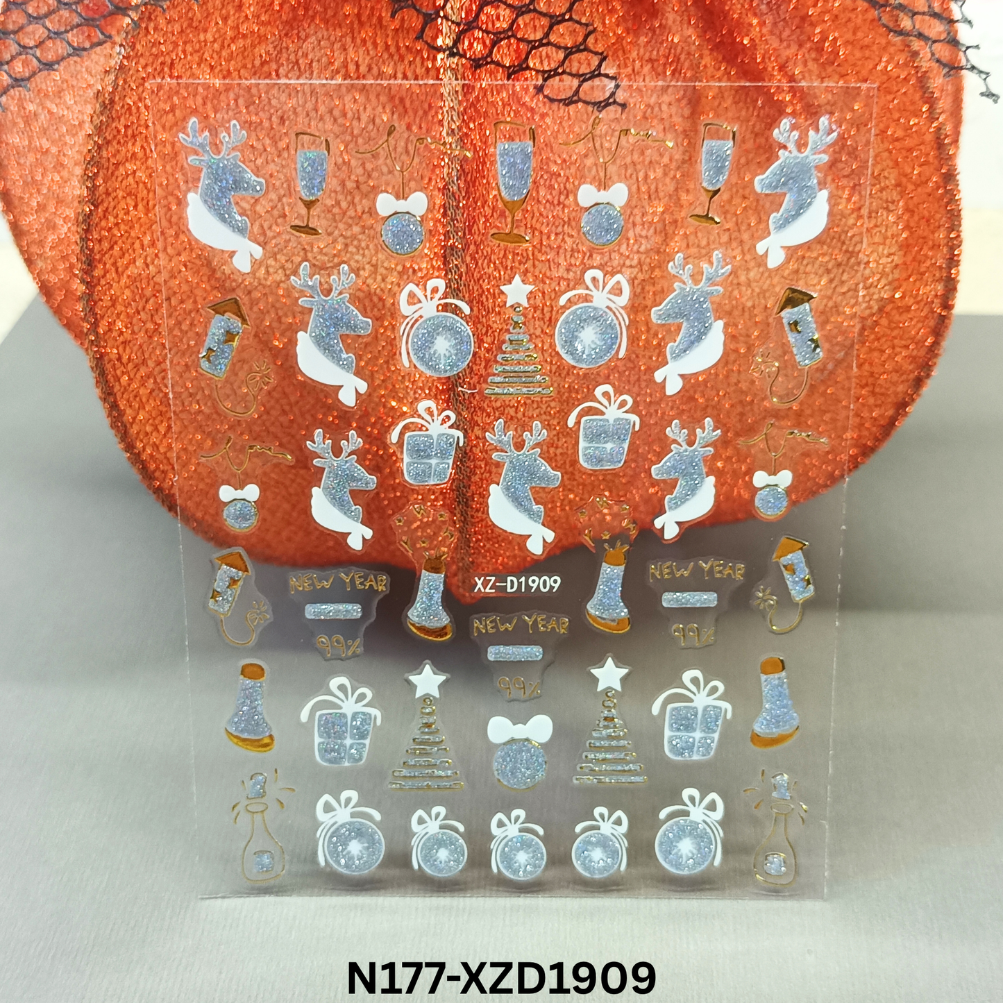 Holiday Nail Stickers 3D Set – 12 Sheets Xmas Reindeer & Snowflake Decals