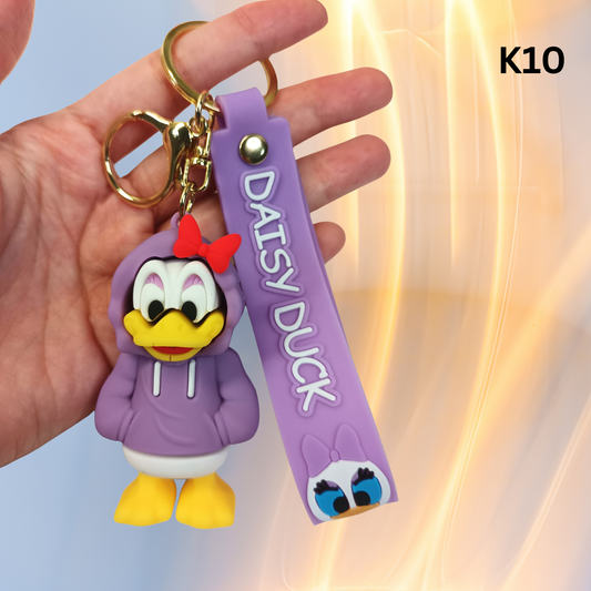 Cute Duck Keychain Purple Hoodie Cartoon Duck Bag Charm Silicone Wrist Strap Gift