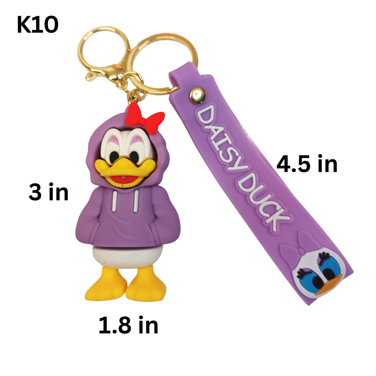 Cute Duck Keychain Purple Hoodie Cartoon Duck Bag Charm Silicone Wrist Strap Gift