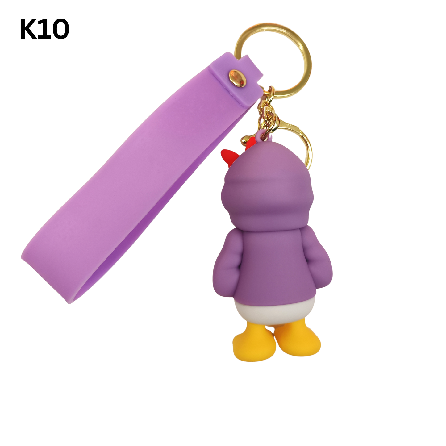 Cute Duck Keychain Purple Hoodie Cartoon Duck Bag Charm Silicone Wrist Strap Gift