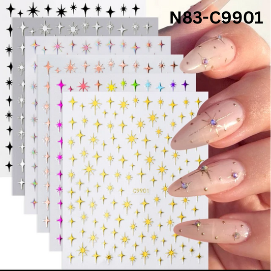 3D Star Nail Stickers-Design Decals for Nails, Nail Art Design Decoration Accessories