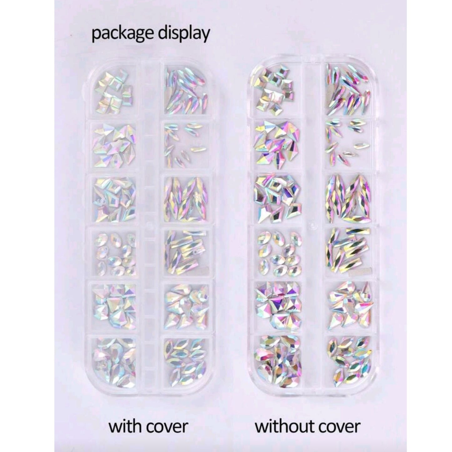 Crystal Glass Rhinestone Set 12 Shapes Flatback Gems with Picker Pencil Tweezers Tool Kit Nail Art Craft DIY