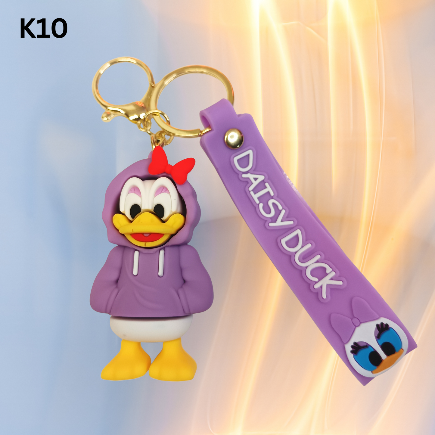 Cute Duck Keychain Purple Hoodie Cartoon Duck Bag Charm Silicone Wrist Strap Gift