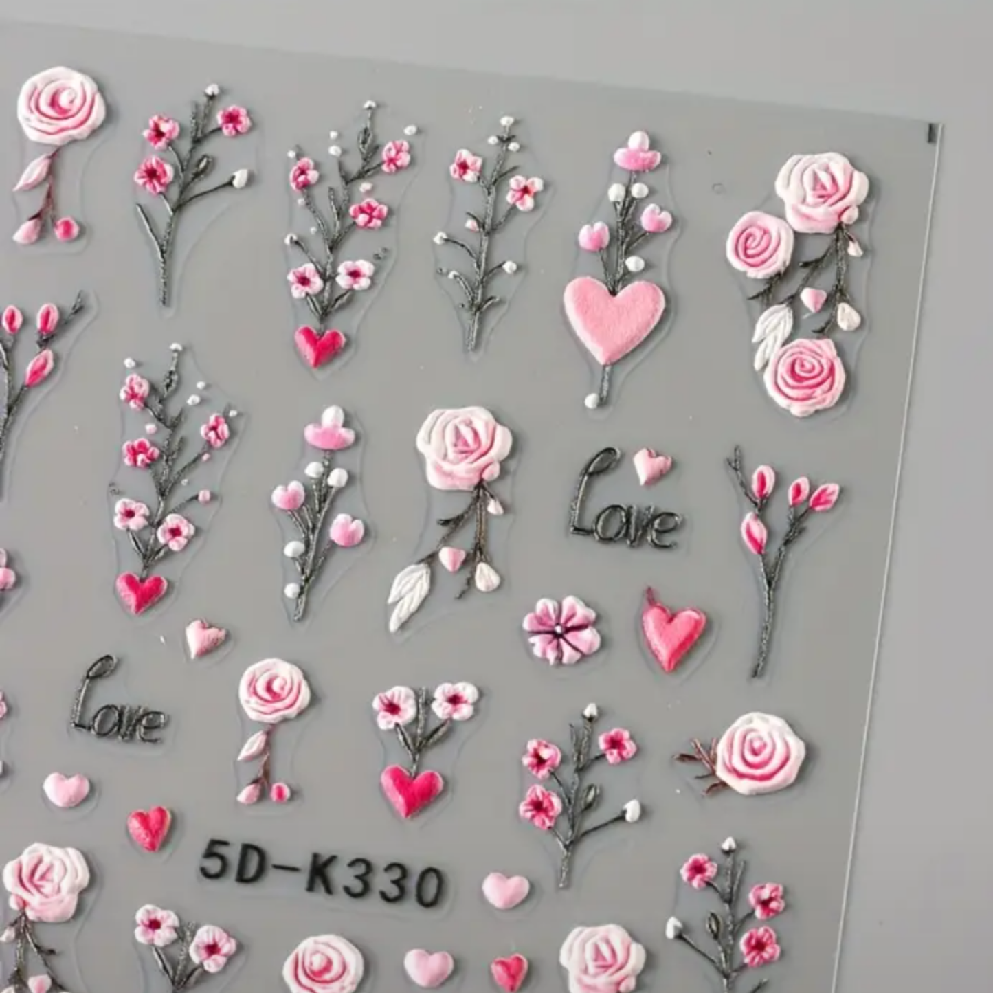 5D Embossed Floral Nail Art Stickers, Valentine'S Day Rose,Perfect for Women And Girls. Ideal for Nail Art