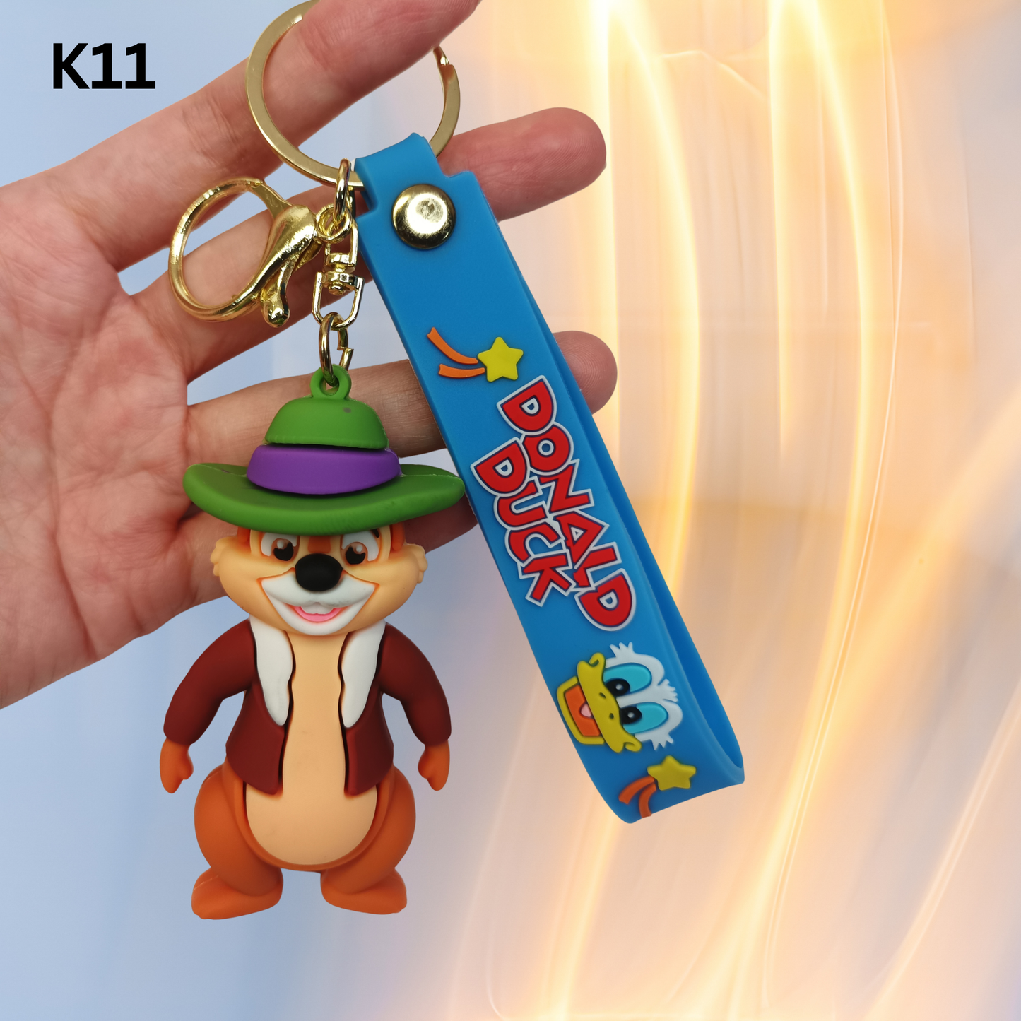 Cute Chipmunk Keychain Cartoon Animal Keyring Silicone Bag Charm Wrist Strap Gift