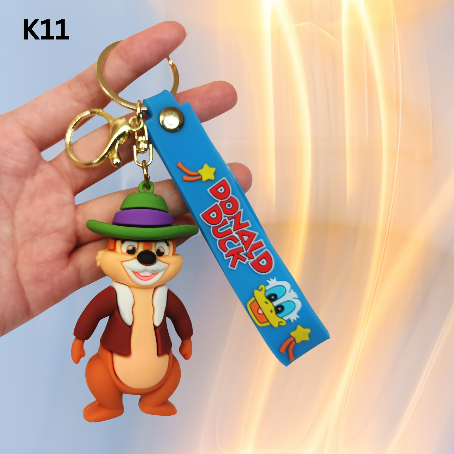 Cute Chipmunk Keychain Cartoon Animal Keyring Silicone Bag Charm Wrist Strap Gift