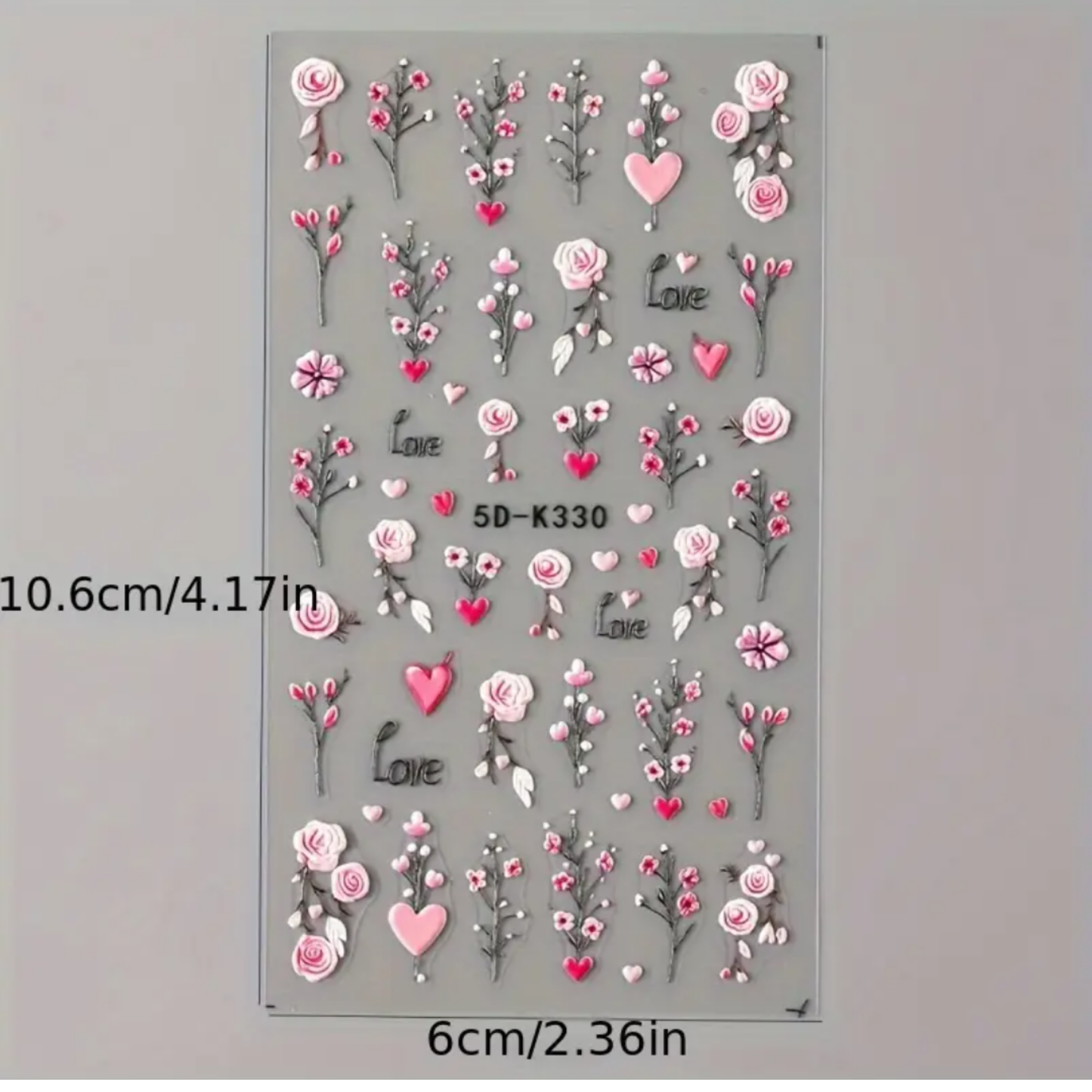 5D Embossed Floral Nail Art Stickers, Valentine'S Day Rose,Perfect for Women And Girls. Ideal for Nail Art