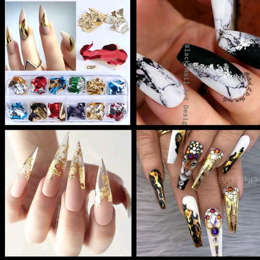 Set 12 color NEW Nail Foil design3D acrylic, dipping,gel, nail design