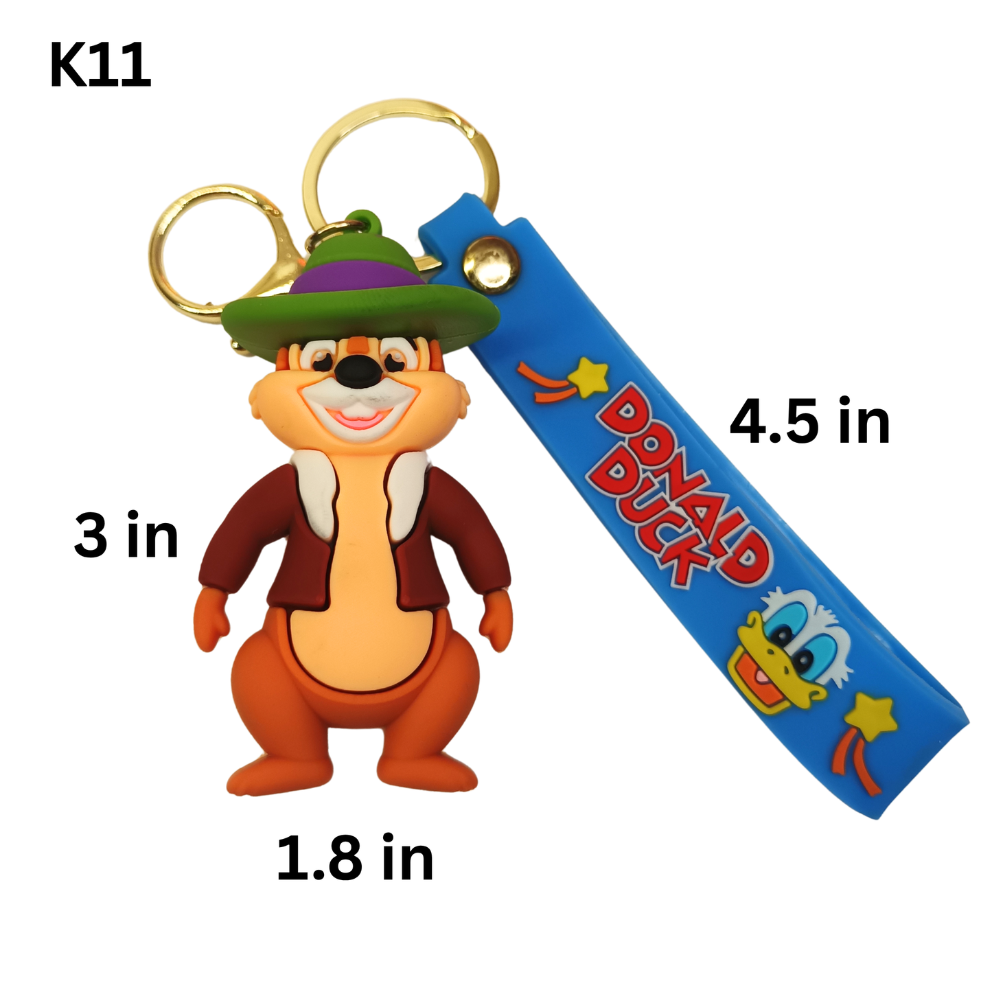 Cute Chipmunk Keychain Cartoon Animal Keyring Silicone Bag Charm Wrist Strap Gift