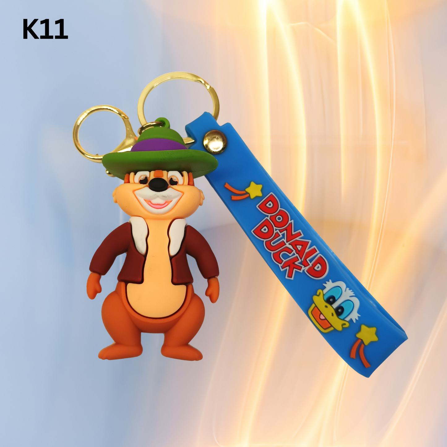 Cute Chipmunk Keychain Cartoon Animal Keyring Silicone Bag Charm Wrist Strap Gift