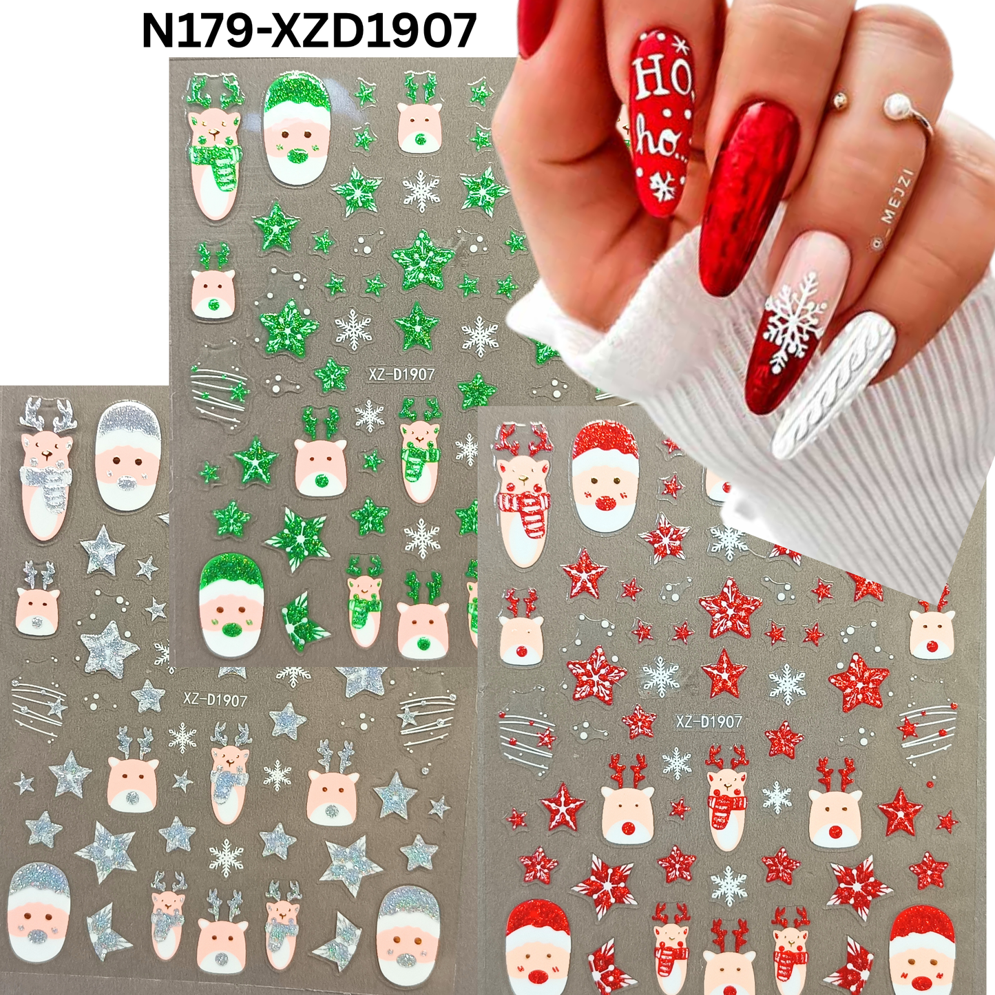 Christmas Reindeer 3D Nail Stickers – Cute Holiday Nail Art