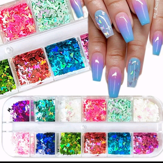 Nail Glitter Sequins Holographic Laser Butterfly Flakes Nail Art 3D Decoration