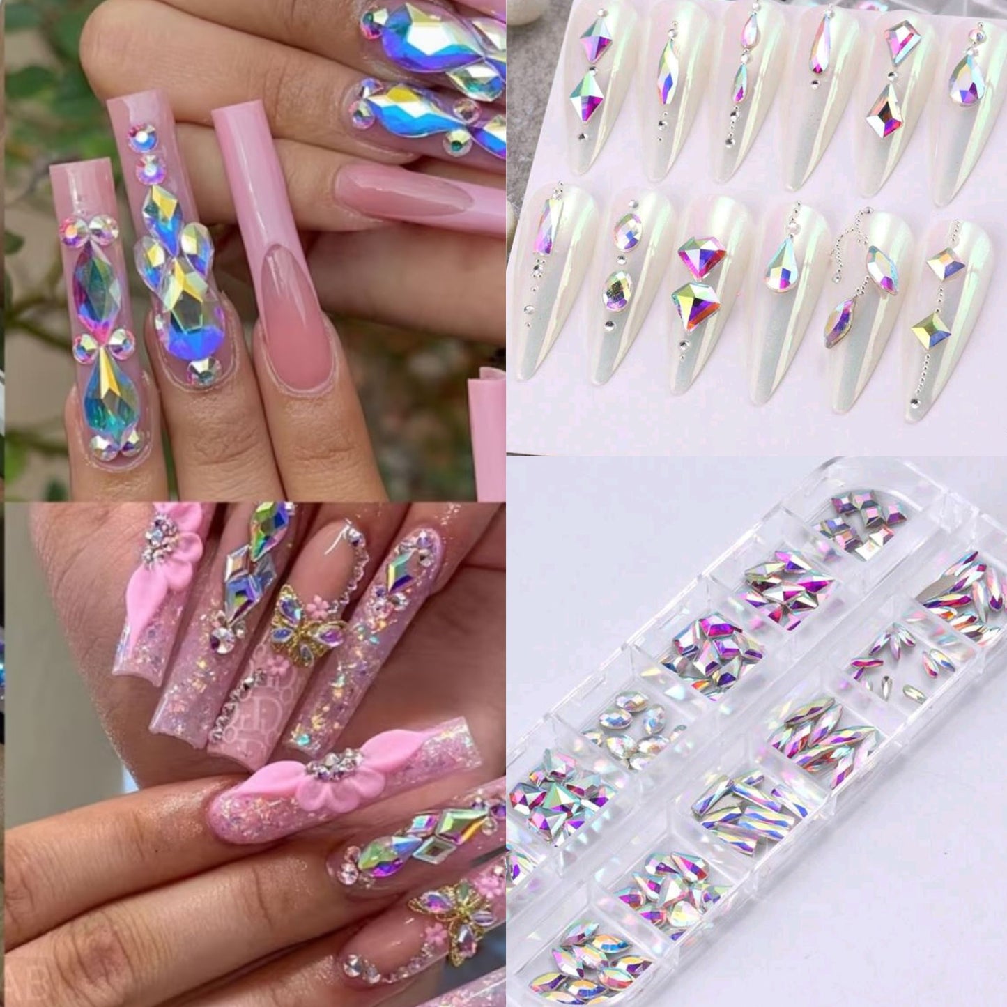 1840 Pcs Luxury Aurora Color AB Rhinestones Flatback Gems for Nail Art