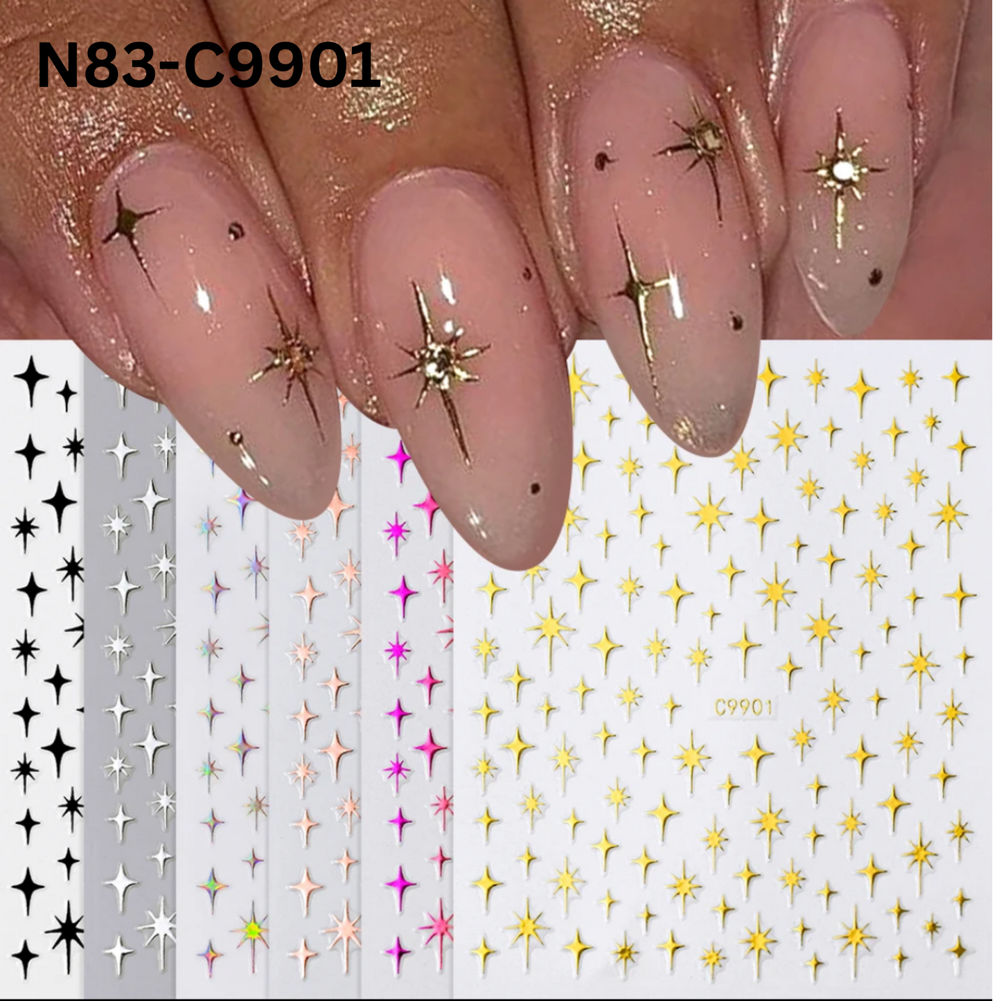 3D Star Nail Stickers-Design Decals for Nails, Nail Art Design Decoration Accessories