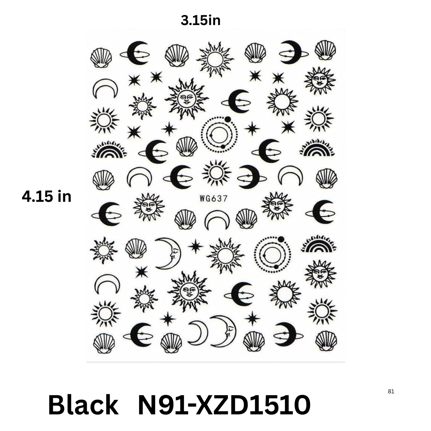 Sun Moon Star Nail Art Stickers - Celestial Theme Nail Decals for DIY Manicure