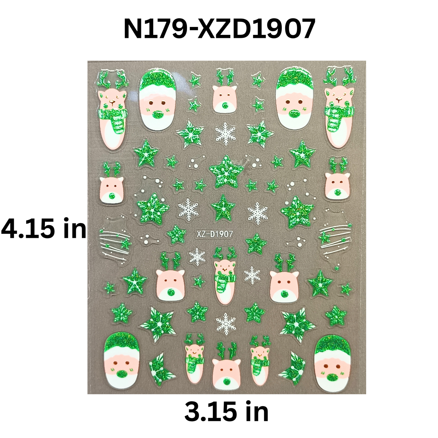 Christmas Reindeer 3D Nail Stickers – Cute Holiday Nail Art