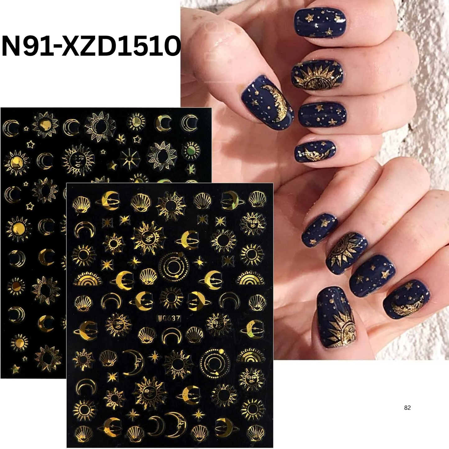 Sun Moon Star Nail Art Stickers - Celestial Theme Nail Decals for DIY Manicure