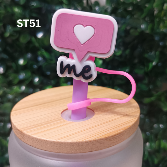 PINK LOVE ME Straw Topper 8mm & 10mm – Cute Self Love Drink Accessory