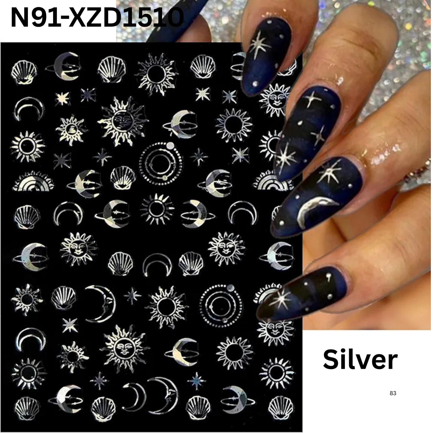Sun Moon Star Nail Art Stickers - Celestial Theme Nail Decals for DIY Manicure