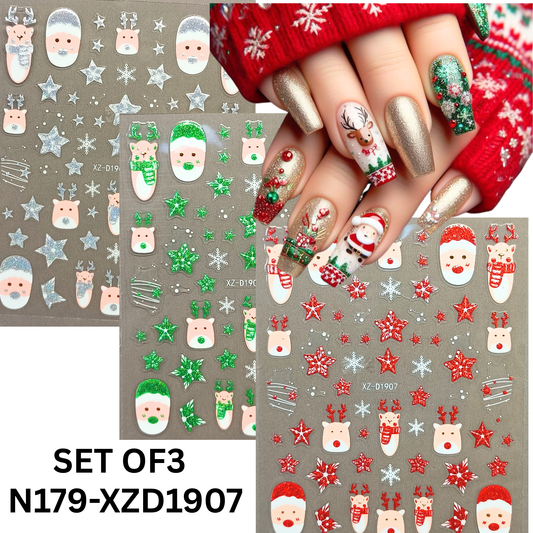 Christmas Reindeer 3D Nail Stickers – Cute Holiday Nail Art