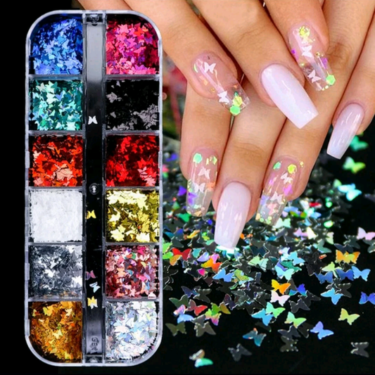 12 Color set 3D STAR Nail Glitter Sequins, Nail Art design, nail Flakes