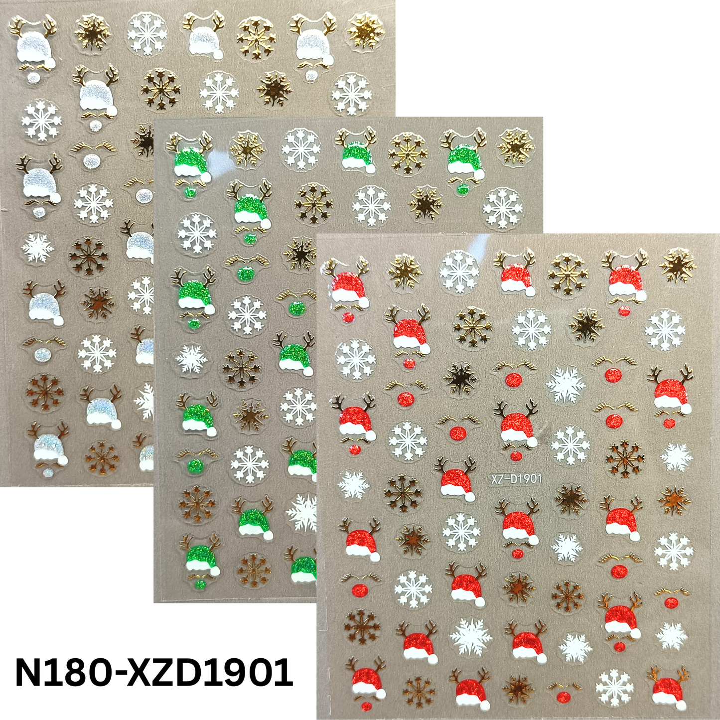Winter Wonderland Nail Decals – Snowflake & Reindeer Design