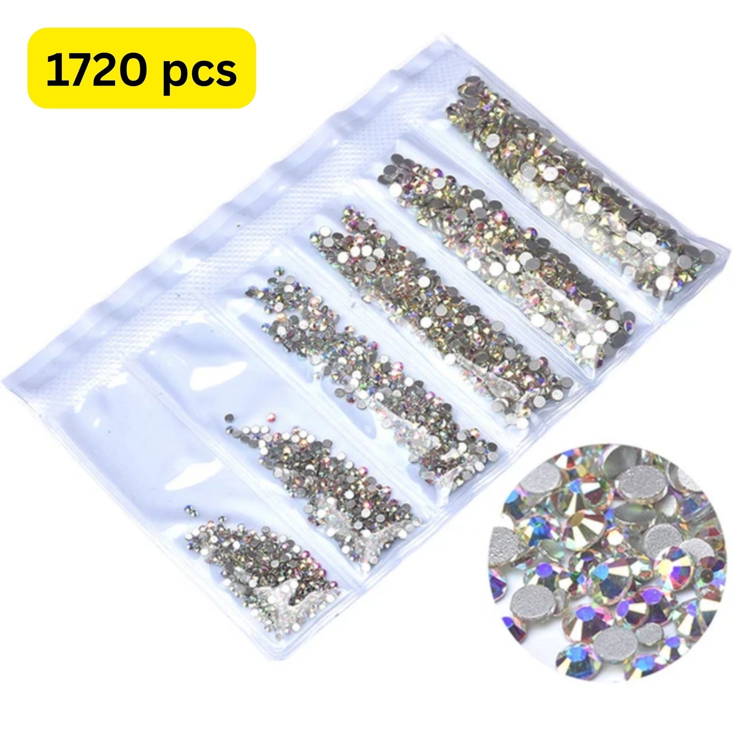 Luxury Aurora Color Rhinestones Flatback Gems 1840 Pcs for Nail Art Craft DIY