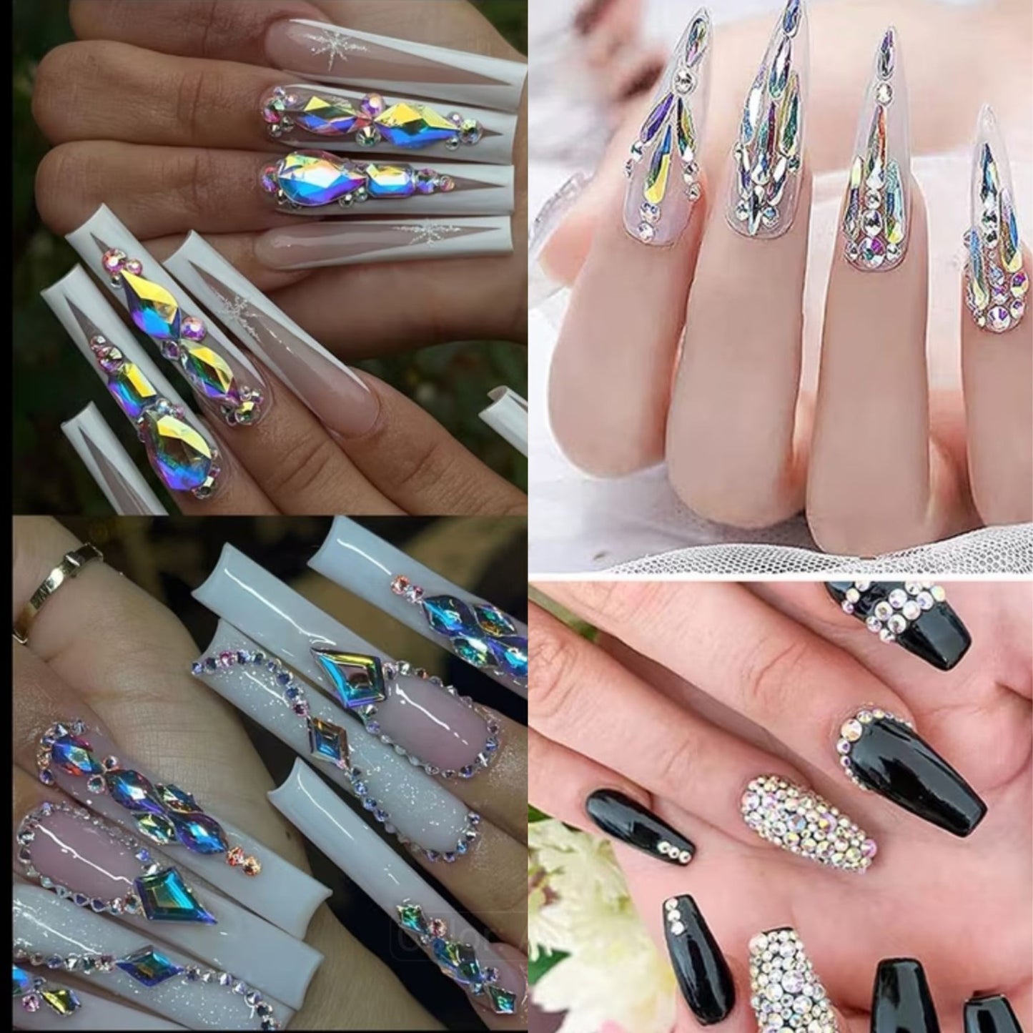 1840 Pcs Luxury Aurora Color AB Rhinestones Flatback Gems for Nail Art