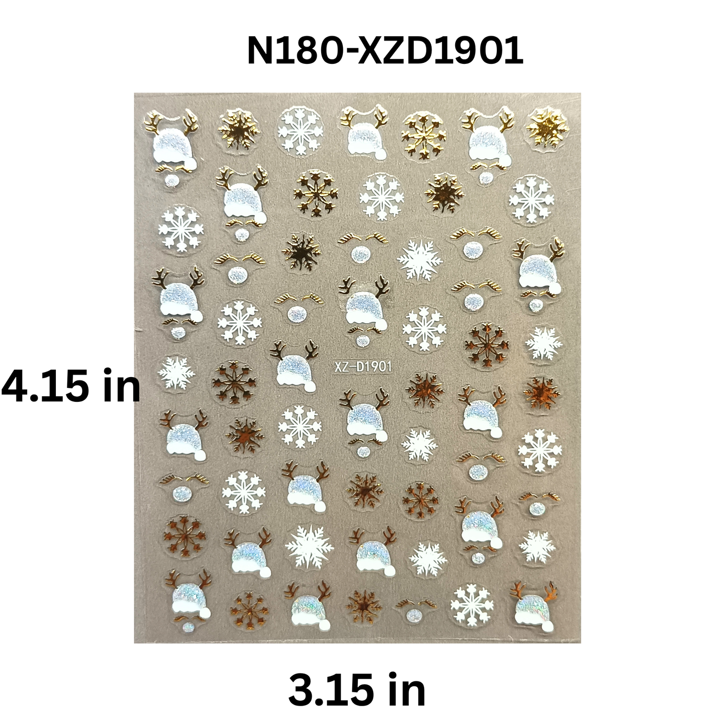 Winter Wonderland Nail Decals – Snowflake & Reindeer Design