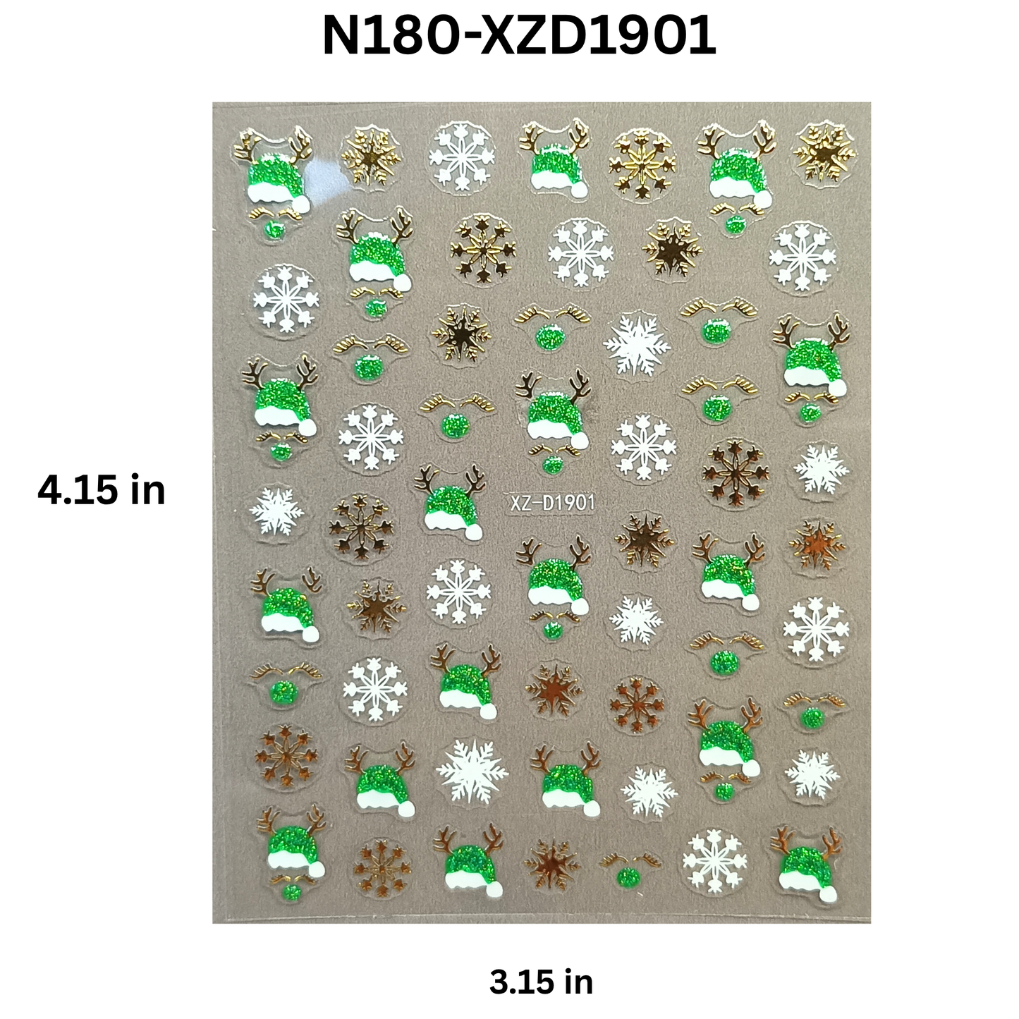 Winter Wonderland Nail Decals – Snowflake & Reindeer Design