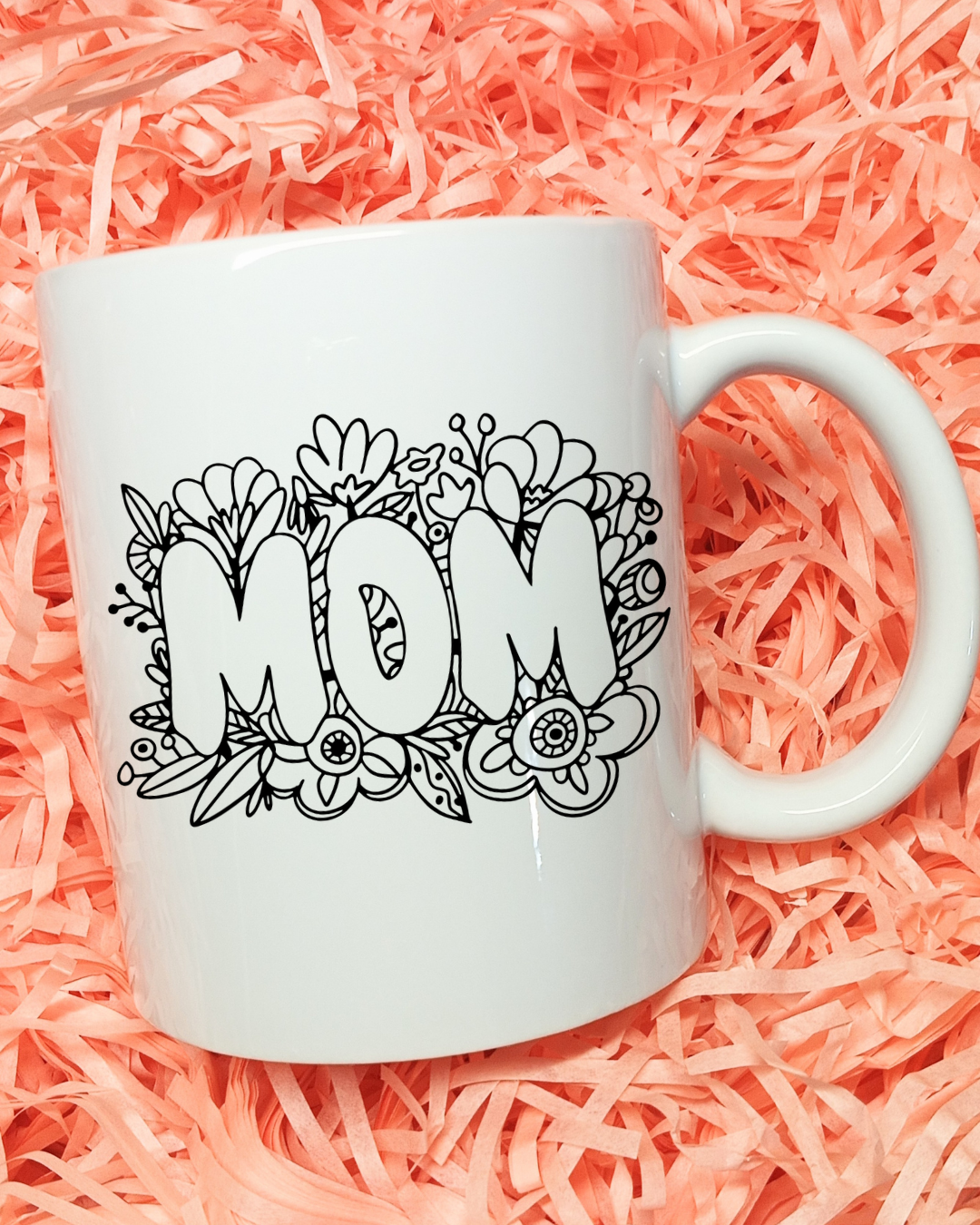 Ceramic Mug Set, Floral Mom Mug with Matching Coaster Gift Idea , Mothers Day Gift