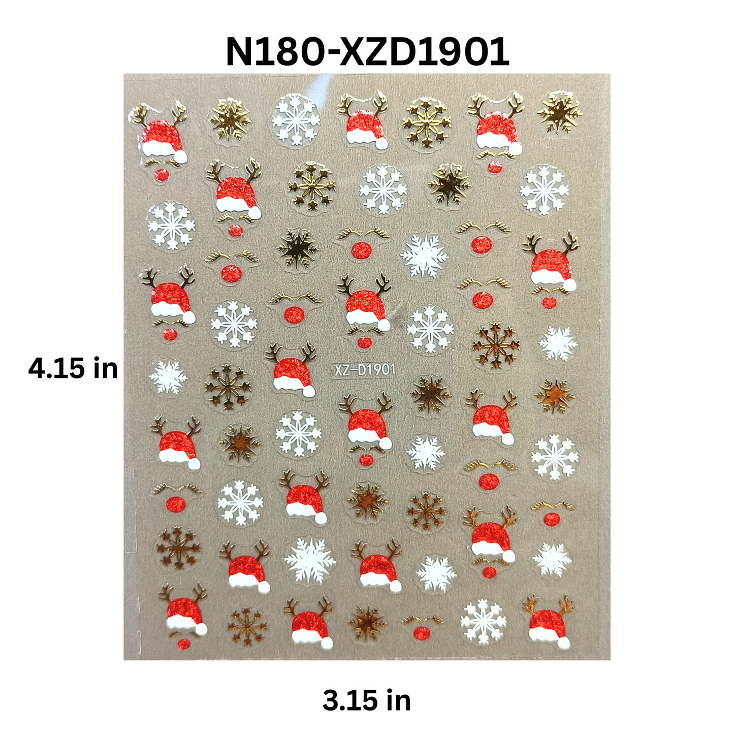 Winter Wonderland Nail Decals – Snowflake & Reindeer Design