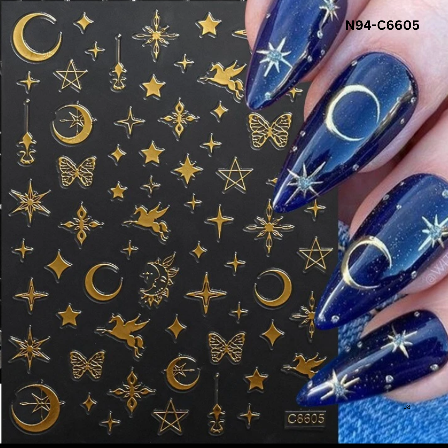 Celestial Nail Art Stickers – Sun Moon Star Nail Decals for DIY & Salon Manicure