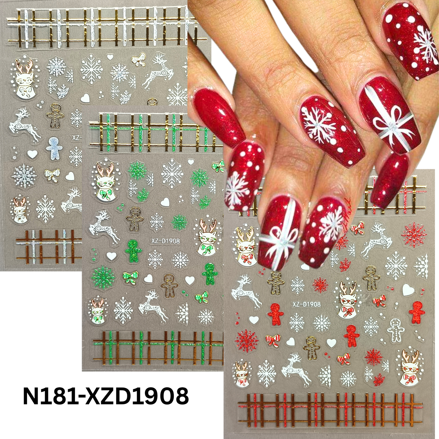 Christmas Nail Decals – Fun Holiday Reindeer Nail Decorations