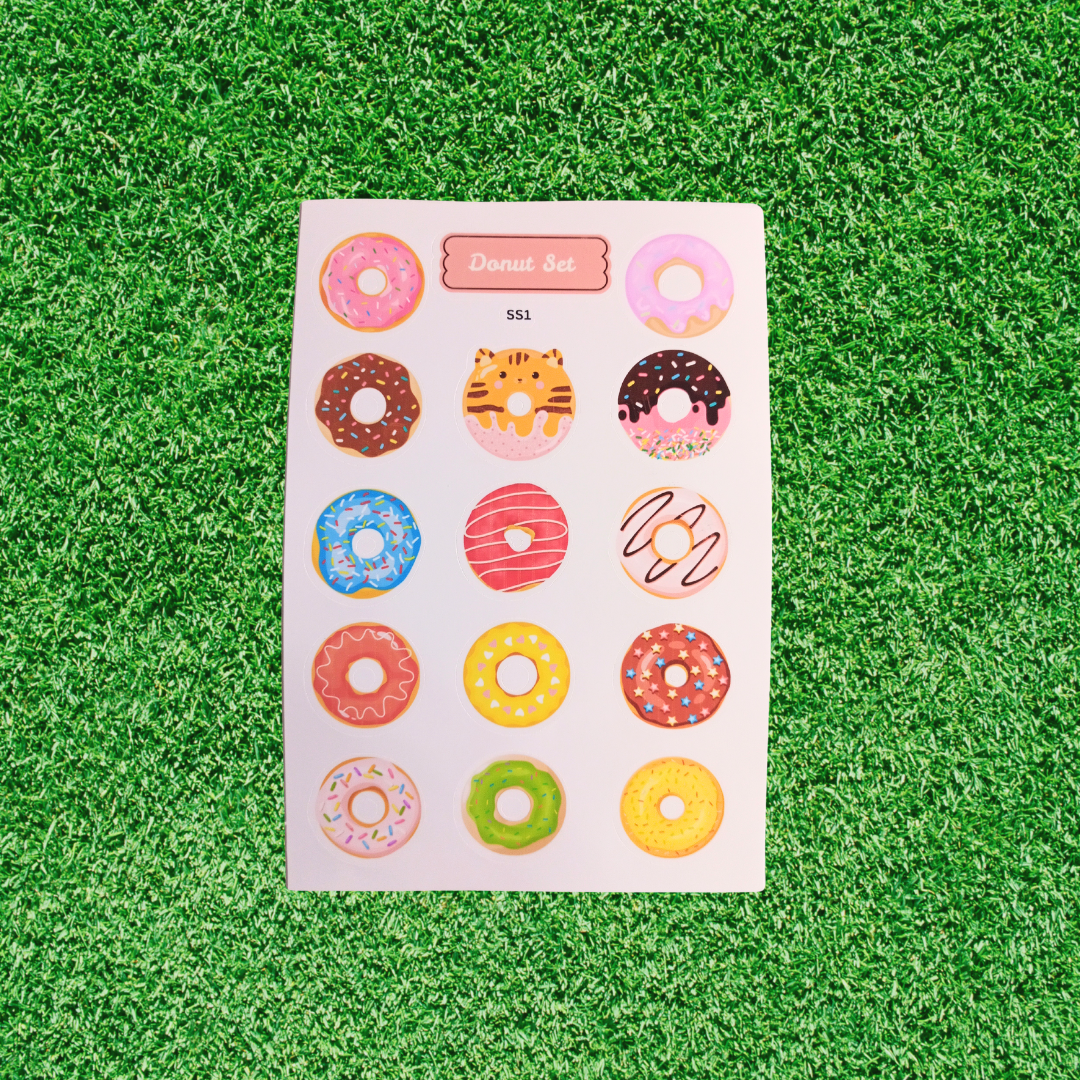 Handmade Donut Sticker Sheet, Cute & Colorful Bakery, Themed Stickers