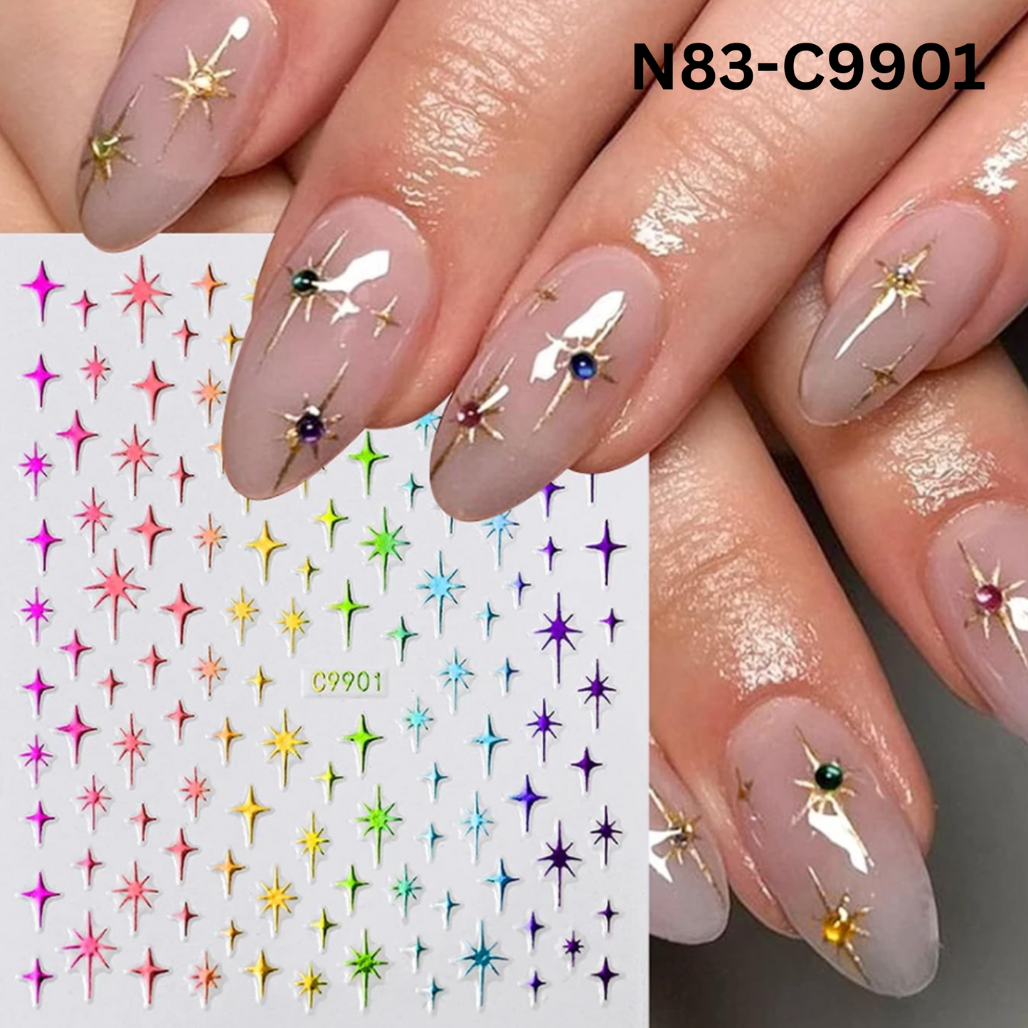 3D Star Nail Stickers-Design Decals for Nails, Nail Art Design Decoration Accessories