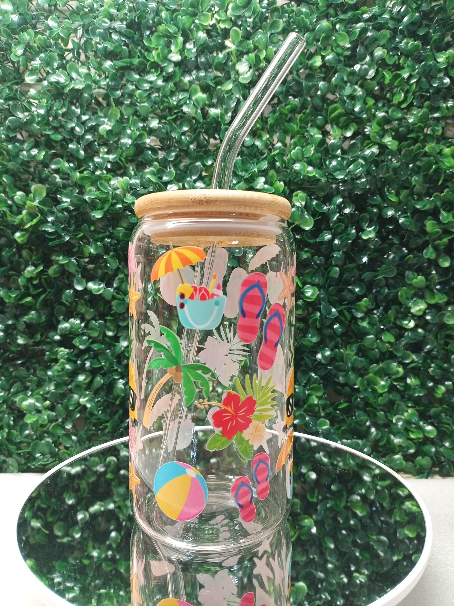 Ocean Pineapple Personalized Glass Cup 16oz & 20oz Tea, Coffee, Smoothie Glass, Perfect for Home, Office, Party, Birthday,Gifts for Her