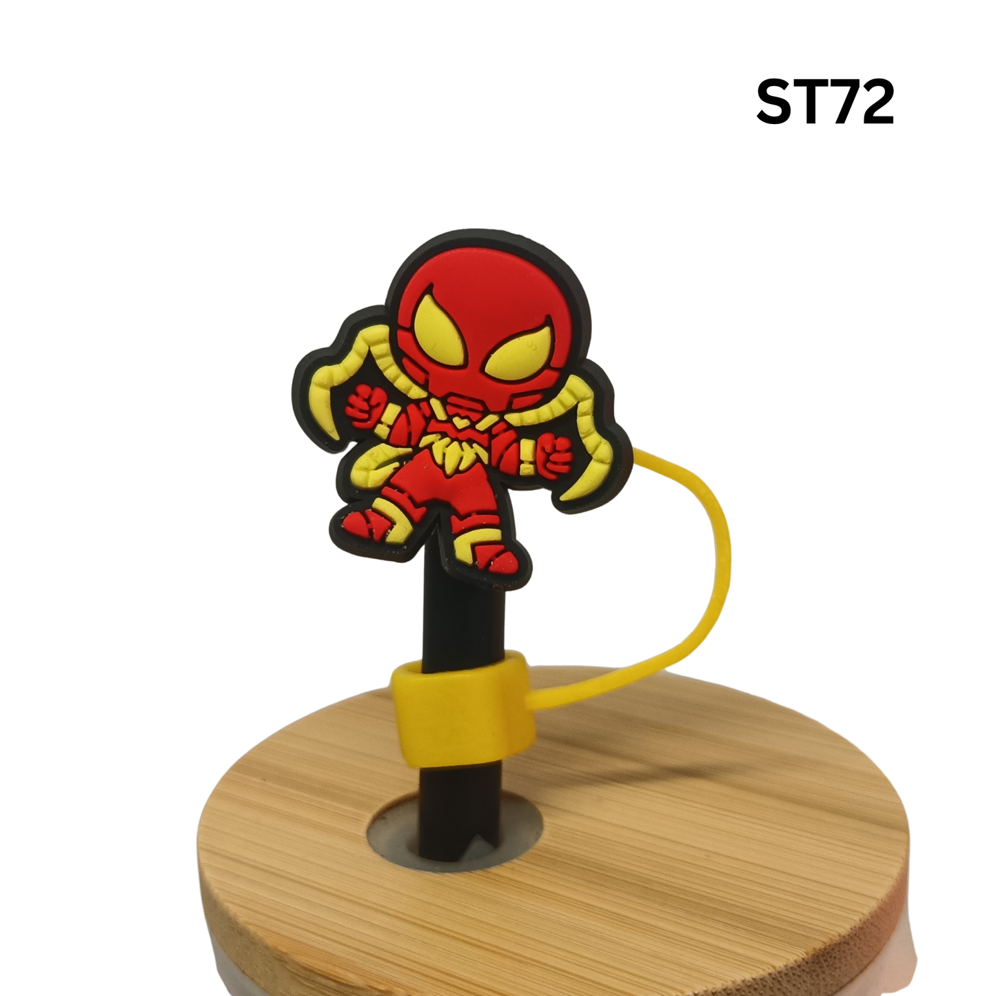 Red Yellow Spider Superhero Silicone Straw Cover Cap 10mm Dust Proof Straw Toppe