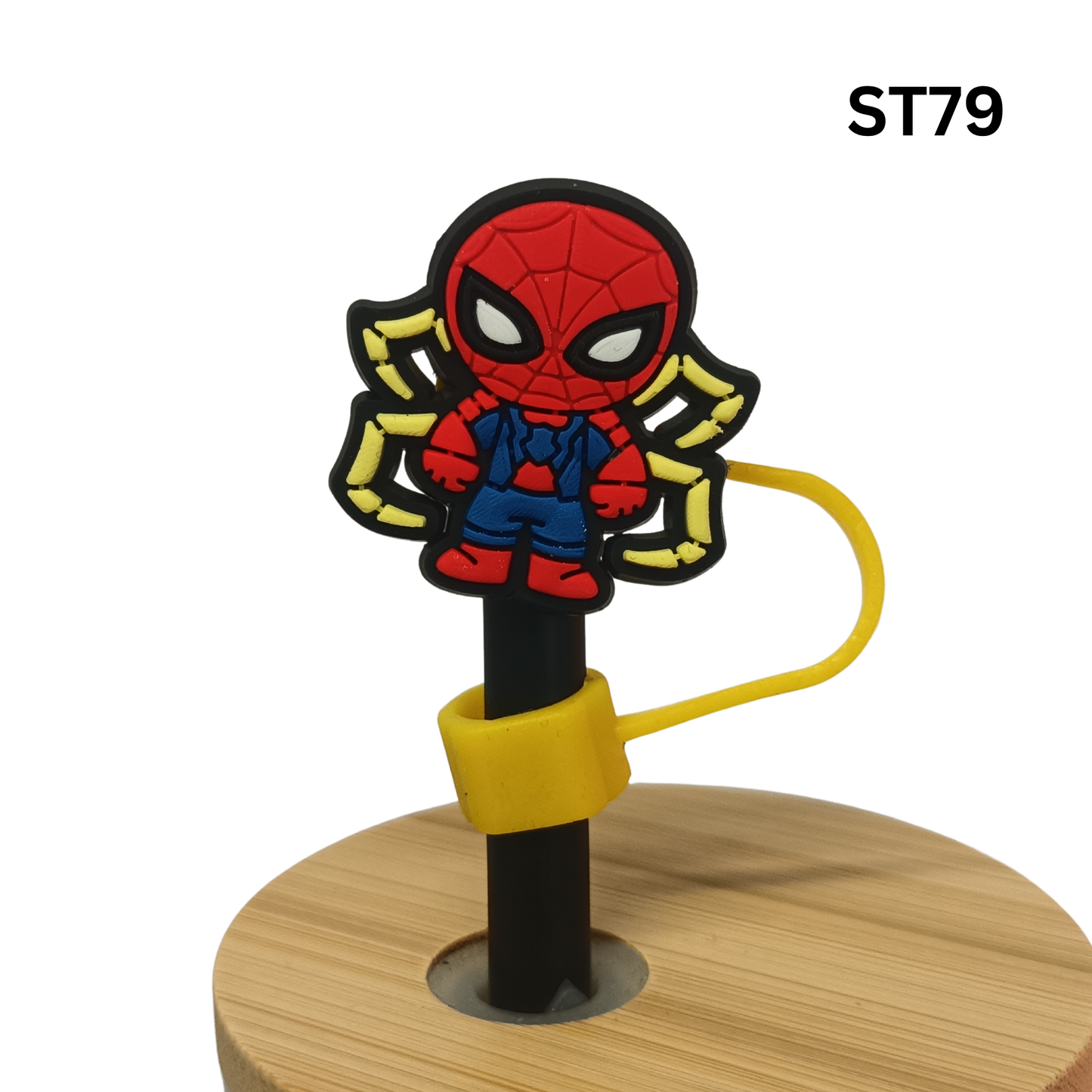 Red Blue Spider Superhero Silicone Straw Cover Cap 10mm Dust Proof Straw Topper