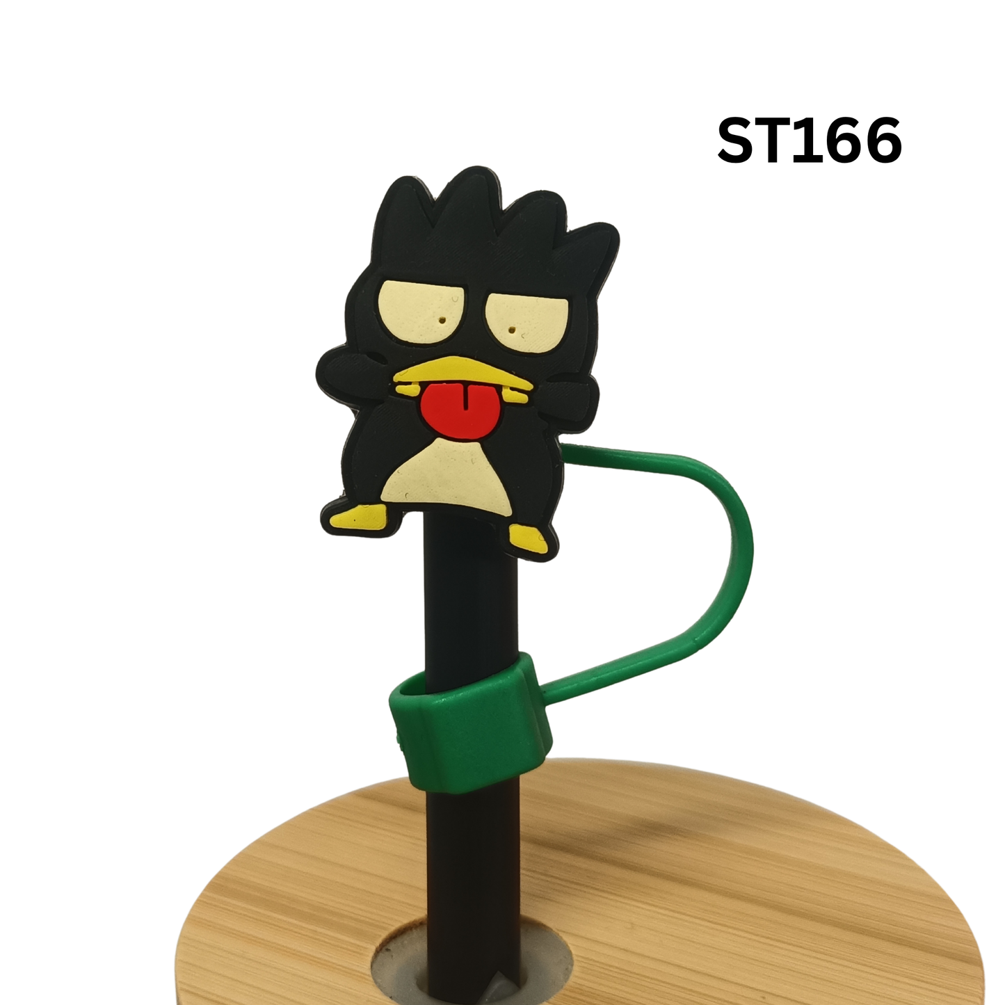 Funny Black Penguin Silicone Straw Cover Cap 10mm Dust Proof Reusable Topper