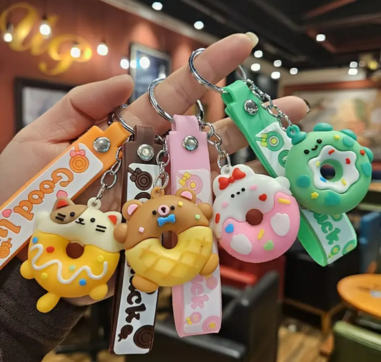 Good Luck Cute Animal Donut Keychain