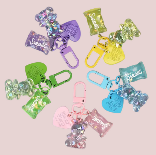 Cartoon Bling Heart Bear Animal Candy Keychain