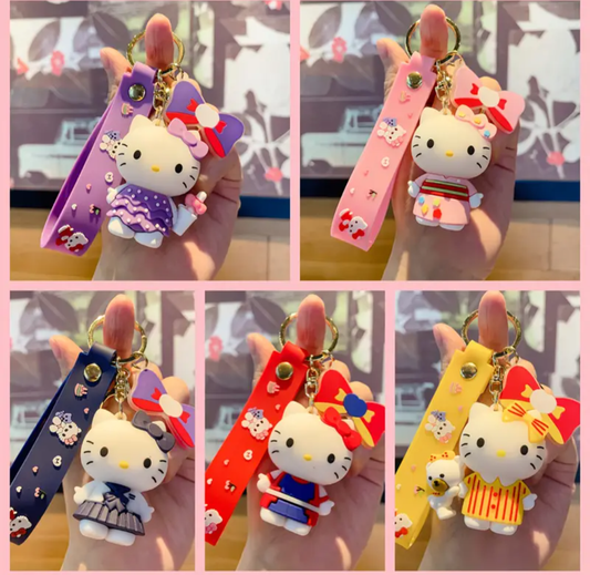 Hello Kitty Bow Cartoon Character Keychain