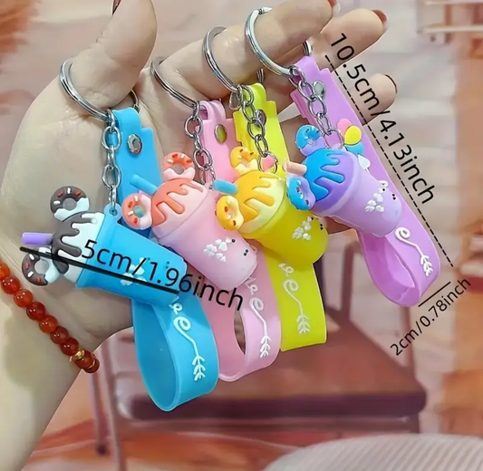 Love Milk Tea Donnut Keychain