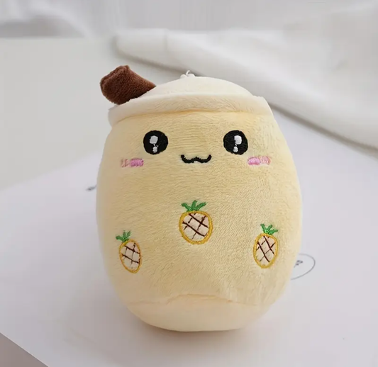 PINEAPPLE MILK TEA CUP PLUSH KEYCHAIN