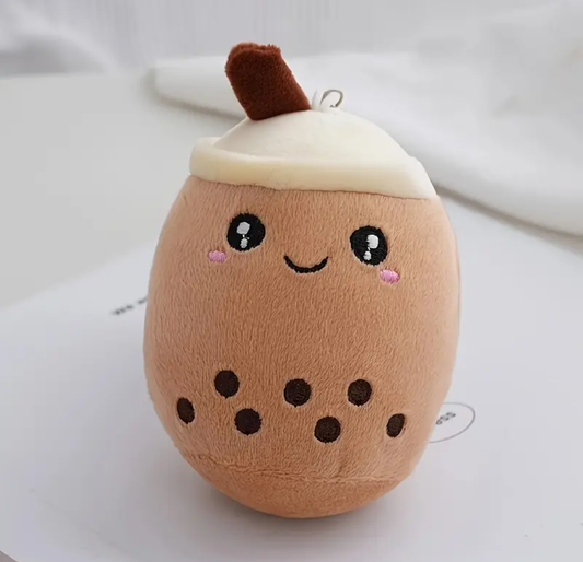 BROWN BOBA MILK TEA CUP PLUSH KEYCHAIN