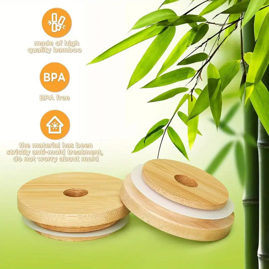 Bamboo Lids for Beer Can Glass, Glass Can Lids